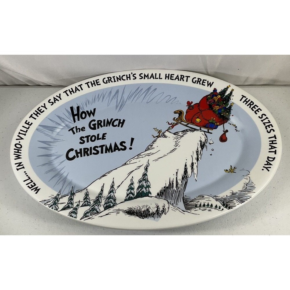 DR.SEUSS THE GRINCH WHO STOLE CHRISTMAS Quoted Serving Platter Oval